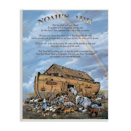Stupell Industries Noah's Ark Traditional Animal Illustration Faith Based Text, Designed by Carol Robinson Wall Plaque, 10 x 15, Multi-Color