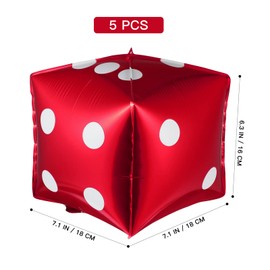 5Pcs Cube Dice Foil Balloons Square Shaped Aluminum Foil Balloons for Theme Party Decoration Wedding Birthday Party Activities Photo Props Supplies