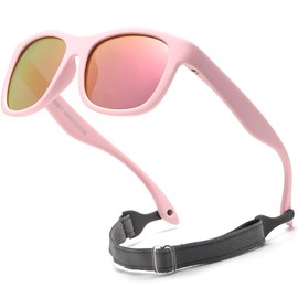 D Lolylad Baby Sunglasses 0-3 Years, Polarised Sunglasses Toddler for Boys Girls with Strap, pink