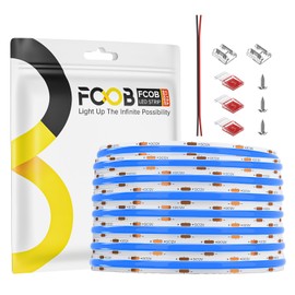 FCOB COB Blue Flexible High Density LED Strip 480LEDs/m 9W/m 16.4FT/5M DC12V 8mm Wide CRI90+ Dimmable Uniform LED Light for DIY Decoration (Power Supply and Control Not Included)