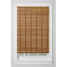 TJ Global Cordless Bamboo Window Blind Sun Shade, Light Filtering Roman Shades - Caramel Toffee (W72 X L64)