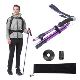 Collapsible Hiking Trekking Pole DecorSea Adjustable Walking Hiking Sticks Lightweight Collapsible Walking Trekking Pole Aluminum Hiking Pole EVA Foam Handle Women Men, Purple