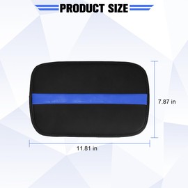 Norkmdi Car Center Console Cover, Leather Waterproof Vehicle Armrest Seat Box Cushion Pad, Scratch Resistant Comfortable Automotive Middle Console Protector, Universal for SUV RV Truck (Black/Blue)