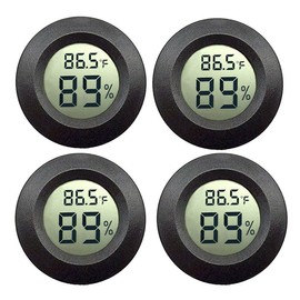 Meggsi 4 Pack Mini Digital Hygrometer Gauge Indoor Thermometer, LCD Monitor Temperature Outdoor Humidity Meter for Humidors Greenhouse Cigar Jars Incubators Guitar Case, Fahrenheit (℉) or Celsius(℃)