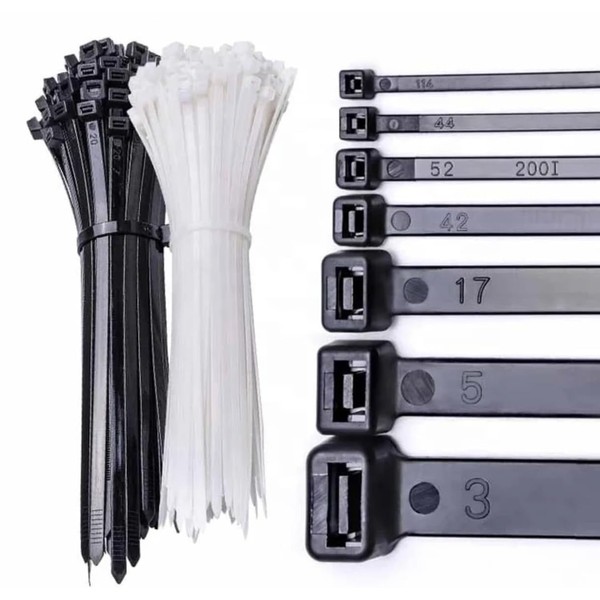 Professional Nylon Cable Ties in Black/White Pack of 100 Different