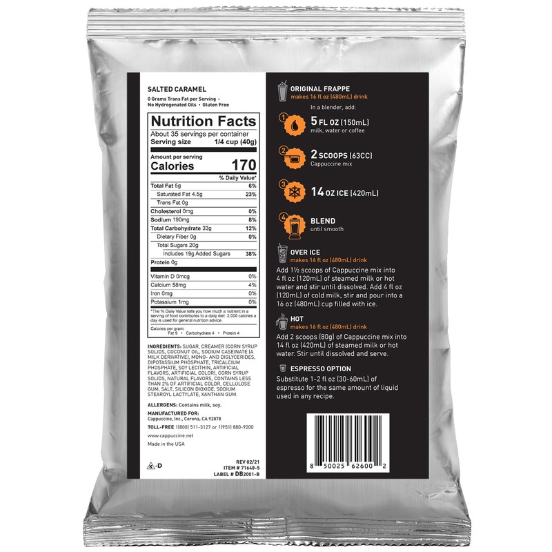 Cappuccine Frappe Mix (Salted Caramel), 3 Pound