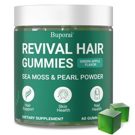 Buporai Hair Growth Gummies, Revival Hair Sea Moss Biotin Gummies with Pearl Powder Supports Faster Hair Growth, Stronger Nails, Healthy Skin, Extra Strength