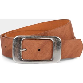 styleBREAKER Unisex Belt Plain Colours with Large Rectangular Buckle 03010100, fawn