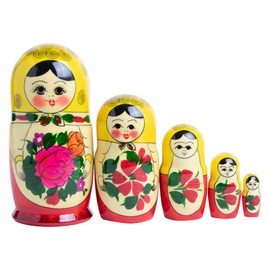 rukauf Semenovskaya Matryoshka Matryoshka Babushka 5 Plug-In Dolls 16 cm Wooden Doll Matryoshka Matryoshka
