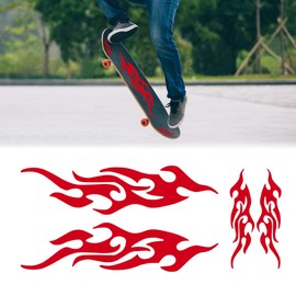 TOMALL 4 Pcs 12cm+29cm Flame Reflective Sticker for Car Flame Racing Sports Stripe Decal for Golf Cart Vinyl Waterproof Decal DIY for Car Body Side Truck SUV Off-Road Vehicles Skateboard (Red)