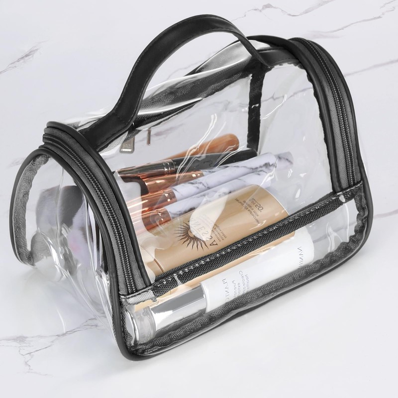 HAOGUAGUA Heavy Duty Clear Cosmetic Bag Waterproof Transparent Travel Makeup