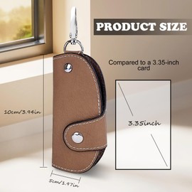 AdiStylinno Key Holder Wallet, Soft Leather Key Purse Holder Snap Unisex Key Pouch Bag with Metal Hook and Removable Keyring (Brown)