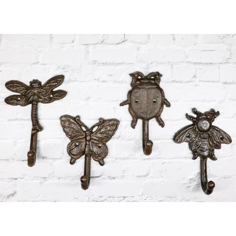 Ebros Gift Cast Iron Rustic Bee Ladybug Butterfly and Dragonfly