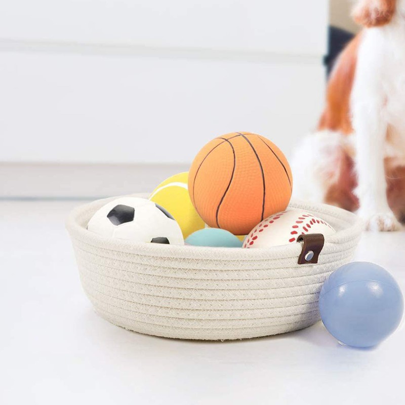 3 Piece Cotton Rope Woven Storage Basket Set Round Cotton