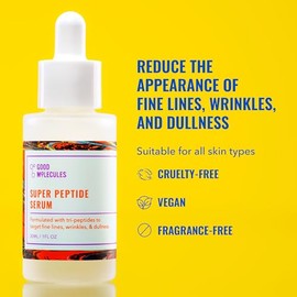 Good Molecules Super Peptide Serum 30ml/1oz - Anti-aging Facial Serum with Peptides and Copper Tripeptides to Brighten, Plump, Firm, Minimize Fine Lines, Wrinkles - Water-Based Skin Care For Face