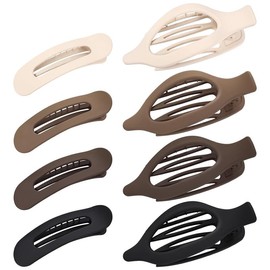 Neutral Color Flat Claw Clips, 8Pcs French Concord Flat Hair Clips,French Concord Curved Flat Hair Clips,Lay Flat Hair Claw Clips,French Concord Lay Flat Claw Clips,Flat Hair Clips for Women Girls