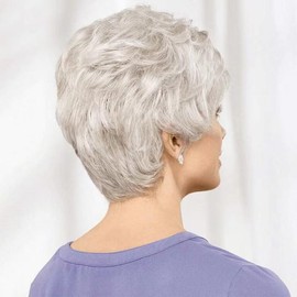 Short Silver Grey Hair Wigs for Women Blend Pixie Cut Wig With Bang,Natural Daily Use Hair