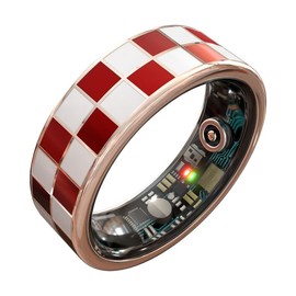 LISASRING Smart Ring Blood Pressure Monitoring 5ATM Waterproof Activity Tracker Stress/Temperature Sensor Sleep Coach & Women’s Health Titanium Unisex Sport Ring Compatible with iOS/Android Red 8