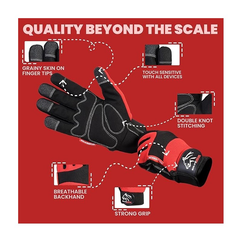 Wolveskin Safety Work Gloves Men & Women - Utility Mechanic