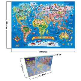 Educational & Learning World Map Jigsaw Puzzle, Geography Puzzle with Continents & Countries - learn world map Jigsaw for Kids Age 7+, Fun Activity for the for Children (World Map)