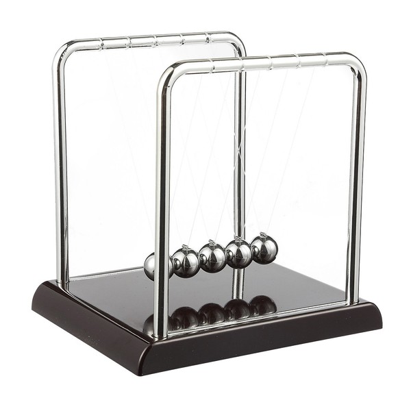Newtons Cradle Pendulum, Perpetual Motion Desk Toy, Swinging Kinetic Balls for Office Decor (7 x 7 x 6 in)