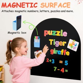 OMKSIH Magnetic Wall Decal for Kids 40x32 Inches Black Magnetic Wall Decal Arch Chalkboard with Colorful Liquid Chalks Multiple Accessories for Home Playroom and Classroom
