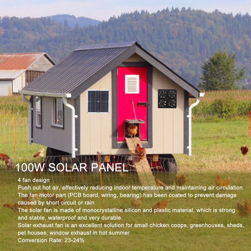 Solar Panel Fan Kit Monocrystalline Silicon Solar Panel Weatherproof 4