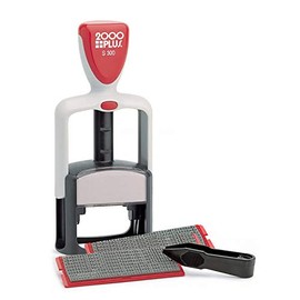 2000 Plus Custom Stamp Print Kit, 7-Lines, 1-3/4" x 1-1/4" Impression Area, Two-Color, Black and Red (026286)