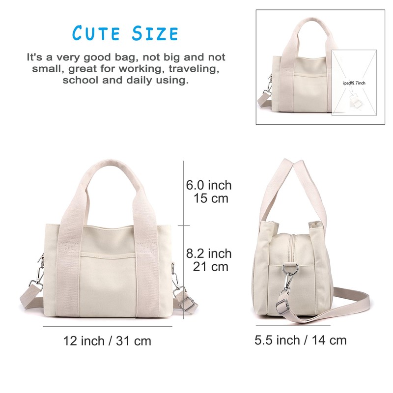 DOURR - Bolsos de lona con asa superior para mujer,
