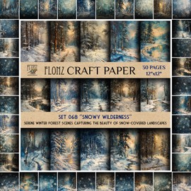 Scrapbook Paper (30 pages 12"x12") Snowy Wilderness: Serene Winter Forest Scenes Capturing The Beauty of Snow-Covered Landscapes FLONZ Vintage Styled Double Sided Paper Pad for Craft Cardmaking
