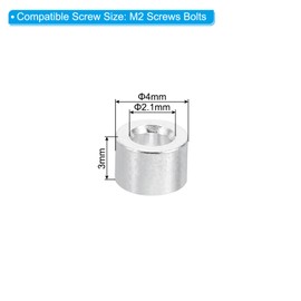 PATIKIL M2 Aluminum Spacers, 10 Pieces Metal Spacers Aluminum 2.1mm ID x 4mm OD x 3mm L Aluminum Spacer Screw Stand Round for M2 Screw Bolts