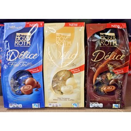 Moser Roth Delice Fine Truffles Milk, White, Dark Chocolate 4.9oz 140g (3 Bags)