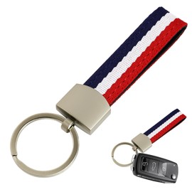 CAIHINIER French Flag Keyring Made of Canvas and Metal Ring, Not Easy to Break Fashion, Rustproof and Lightfast, Italian Flag Keyring, Unit size