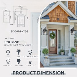 Jafinou Dusk to Dawn Outdoor Wall Sconce, Sand Black Exterior Porch Light Fixture, Aluminum Waterproof Sensor Wall Lantern for Patio Front Door Garage Entryway