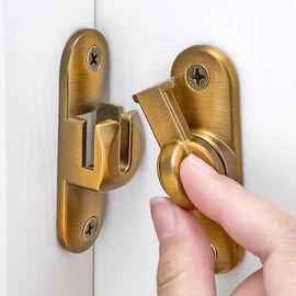 Barn Door Latches,90/180 Degree Gate Lock,Flip Gate Latches Hardware,Zinc Alloy Right Angle Door Lock Latch,Door Security Sliding Door Latch Lock fo Cabinets,Bathroom (Brass_1 Pack)