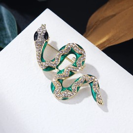 ROFARSO Green Snake Brooch Pin for Women Fully-Jewelled with Rhinestone Crystal Fashion Jewelry for Wedding Party