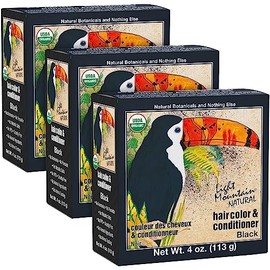 Light Mountain Tinte y acondicionador de cabello negro de henna natural, orgánico, natural, 4 onzas (paquete de 1)
