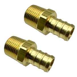 (2 Pack) Brass 1/2” PEX to 3/8” NPT Male Connector Fitting, Lead-Free Adapter Heavy-Duty High-Pressure Support, Rust and Corrosion Resistant