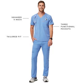 FIGS Chisec Three-Pocket Scrub Top for Men – Ceil Blue, M