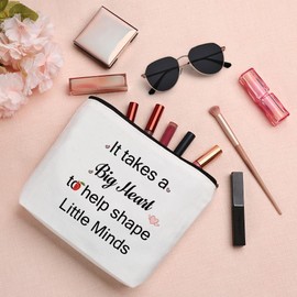 QONCV Teacher Christmas Gifts, Best Teacher Makeup Bag Cosmetic Bags Appreciation Retirement Valentines Day Birthday Christmas End of Year Back to School Gift Ideas Presents for Women