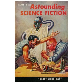 American Gift Services - January 1959 Astounding Science Fiction Magazine Vintage Science Fiction and Fantasy Book Cover Art Poster - 18x24