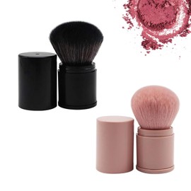 Brocha para polvos, 2 piezas Brocha para polvos sueltos, profesional, retráctil, para contorno, en polvo, para rostro, en polvo, para rubor, para salón de belleza y hogar