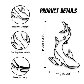 Xedatric Shark Metal Wall Decor – Striking Nautical Wall Sculpture for Bathroom, Room & Home – Durable Marine Animal Art, Rust-Resistant Coastal Decor & Unique Gift Idea