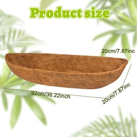 2PCS Hanging Basket Liner, 24/30/36 Inch Wall Mounted Coco Coir Trough Planter Replacement Liners for Wall Hanging Basket, Window Box, Fence Baskets, Railing Planting (36 inch-2PCS)