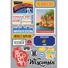 REMINISCE Jet Setters 3.0 State Dimensional Stickers-Wisconsin, Clear