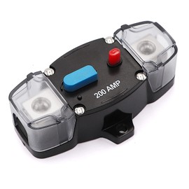 12-24 Volt DC 200A Circuit Breaker Manual Reset, 0-8 Gauge Trolling Motor Auto Car Stereo Audio Inline Fuse Block Holders Inverter for Automotive Rv Marine Boat(200Amp)