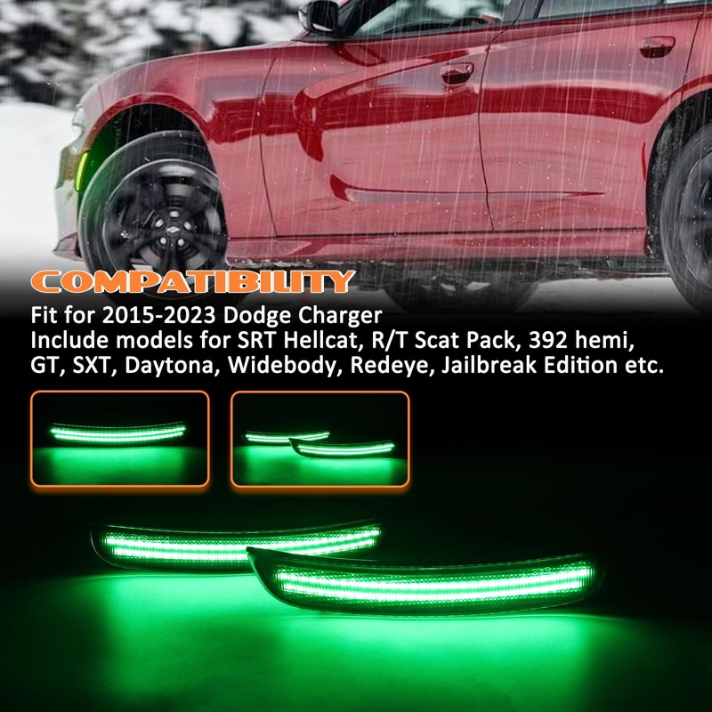 AreLokpri Dynamic LED Side Marker Light Compatible with Dodge Charger