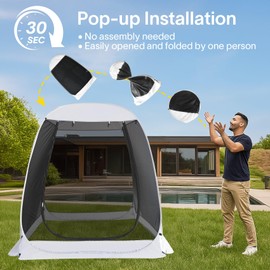 Alvantor 6x6 FT Pop Up Screen Tent - Instant Setup Gazebo with Mosquito Net & UV Protection for Patio, Backyard, and Camping (Fits 2-3 Adults),Gray