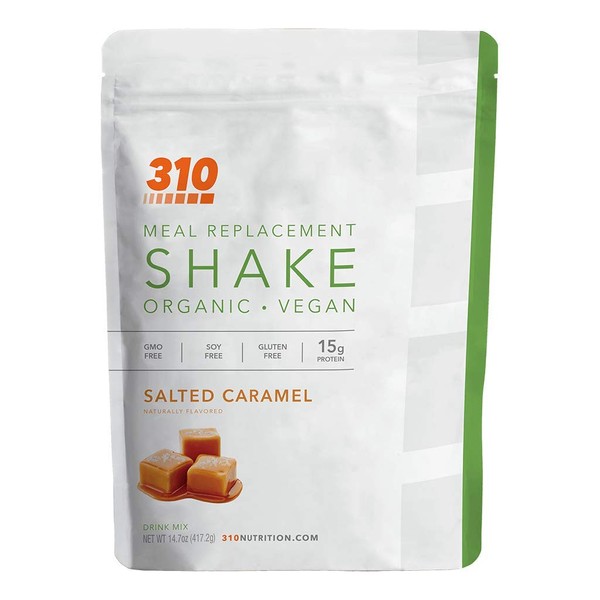 310 Nutrition - Vegan Organic Plant Powder and Meal Replacement Shake - Gluten, Dairy, and Soy Free - Keto and Paleo Friendly - 0 Grams of Sugar - Salted Caramel - 14 Servings