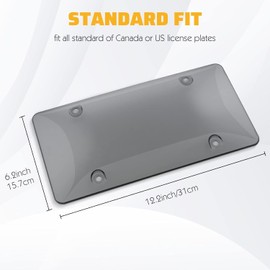 WildAuto License Plate Cover,2Pack Car Licenses Frame Shields with Non-Rusting Screws Caps, Durable Plate Covers Weatherproof and Unbreakable Thick Shields(Gray)